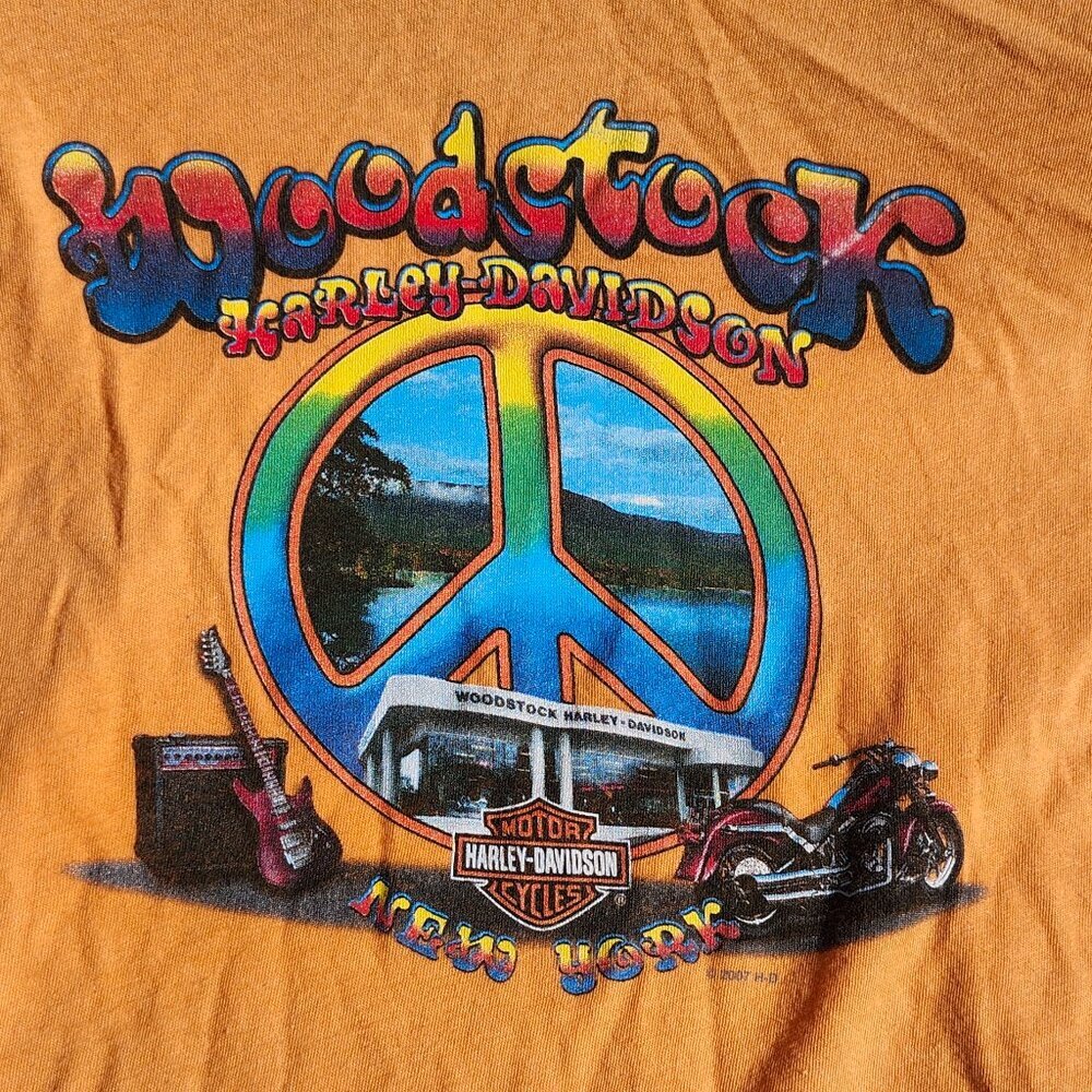 HARLEY DAVIDSON New York t-Shirt Women's Size Large Orange V Neck